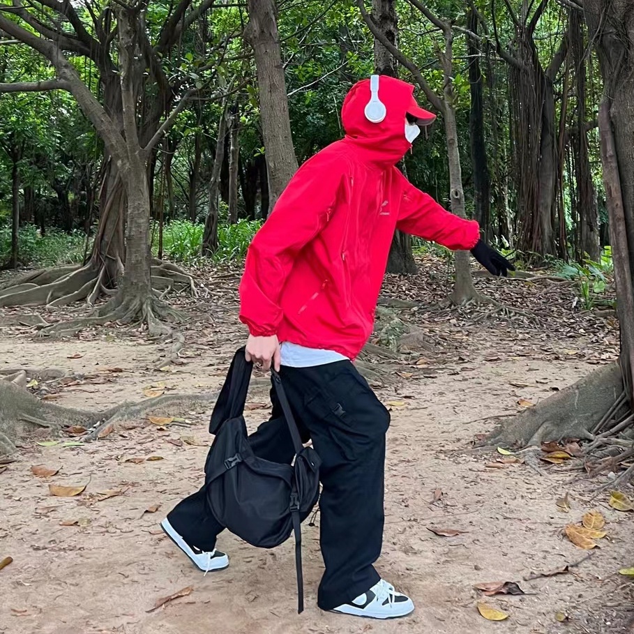 Áo Khoác Hoodie Dáng Rộng Chống Gió Nước Kiểu Mỹ Cá Tính Cho Nam Áo Khoác Nam Hán Quốc Có Mũ Trùm Đầu