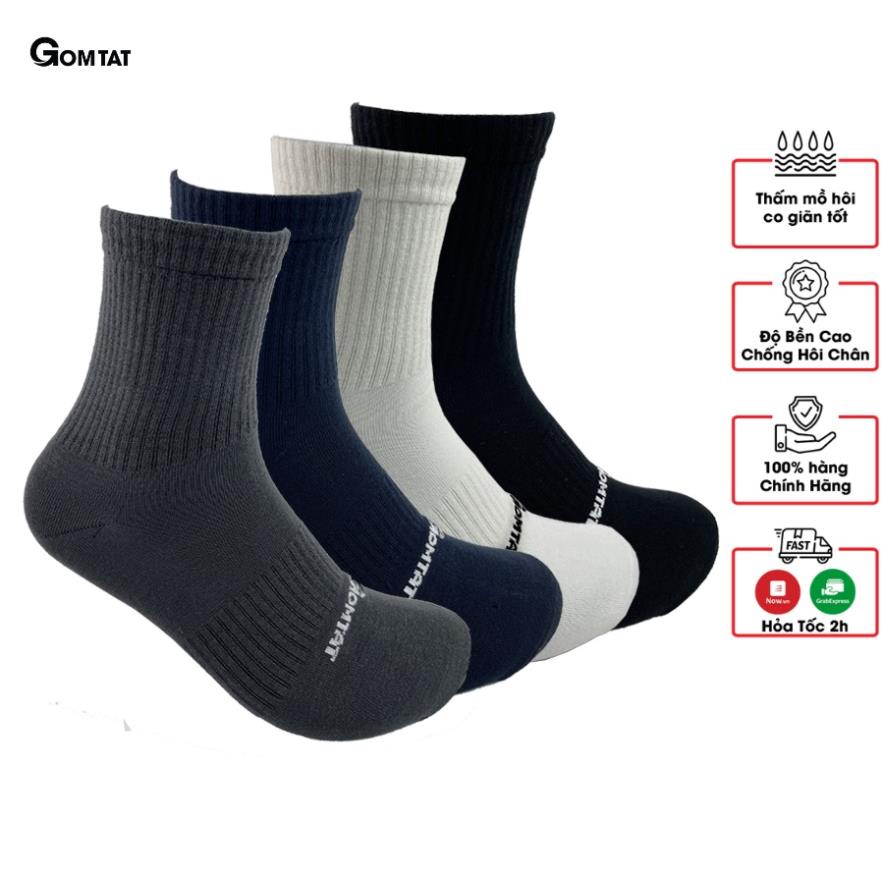 Hộp 4 đôi Tất sợi tre cổ cao, tất vớ nam cổ cao sợi tre cao cấp, khử mùi, kháng khuẩn - GOMTAT-SOITRE-CAO