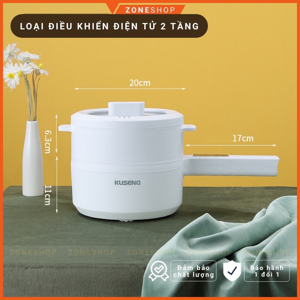 Nồi Nấu Lẩu Mini Cầm Tay, Nấu Cơm Đa Năng Có Tay Cầm, Lớp nồi tráng men 2L - 2 Nấc Nhiệt Kèm Giá Hấp [ZONESHOP]