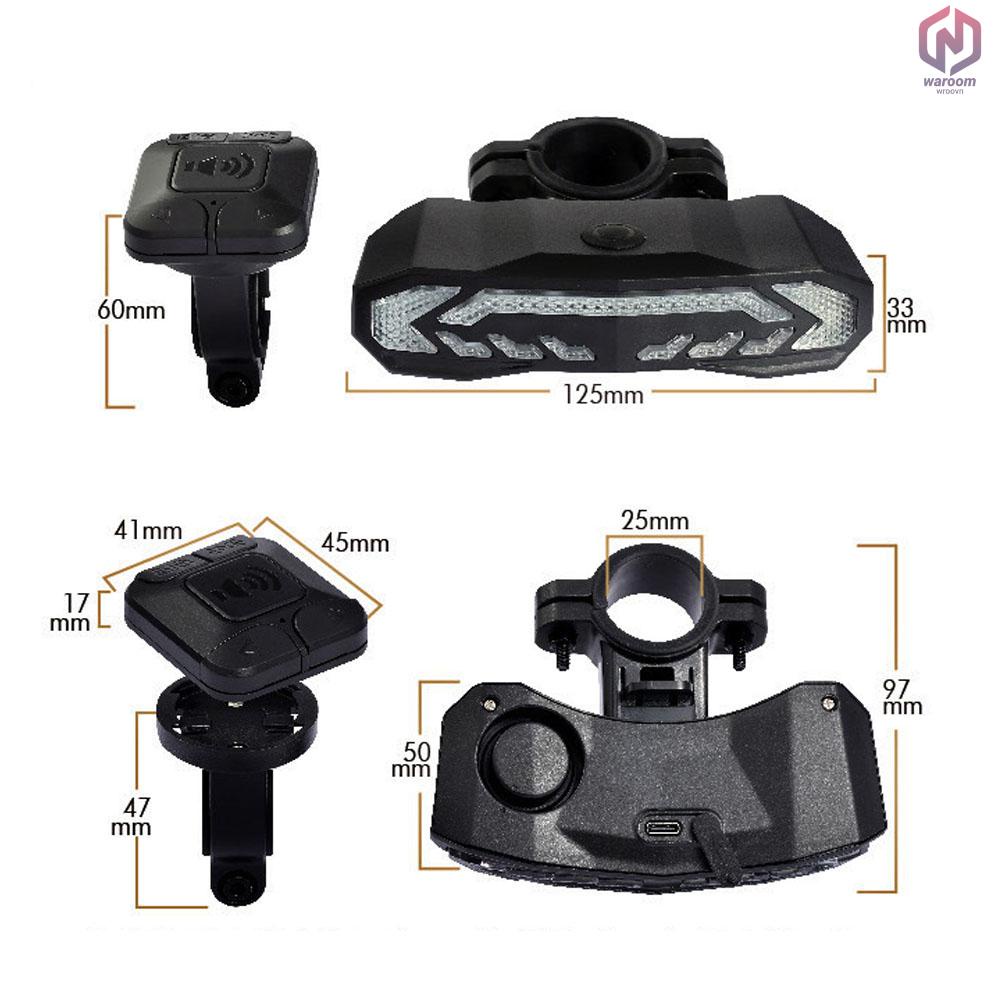 Đèn LED Đuôi Xe Đạp 5 Trong 1 Tích Hợp Báo Động Xi Nhan Chống Thấm Nước Với 6 Chế Độ Điều Khiển Từ Xa