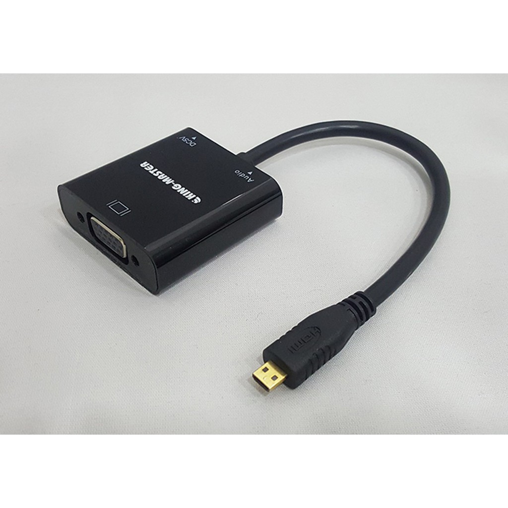 Cáp Micro HDMI -&gt; VGA + Audio KM KY H128B, Cáp chuyển đổi Micro HDMI sang Vga có audio Kingmaster KY H128B