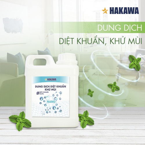 Dung dịch khử mùi diệt khuẩn nano HAKAWA - HK-1 lít - Hương bạc hà - Sản phẩm chính hãng