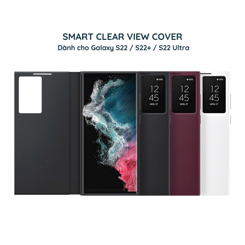 Ốp bao da bảo vệ Smart Clear View Cover dành cho Galaxy S22 / S22+ / S22 Ultra