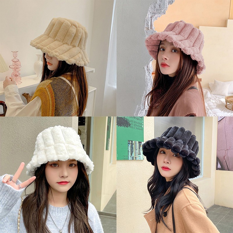 Mũ Tai Bèo Kẻ Sọc Dọc Màu Sắc Retro Hàn Quốc