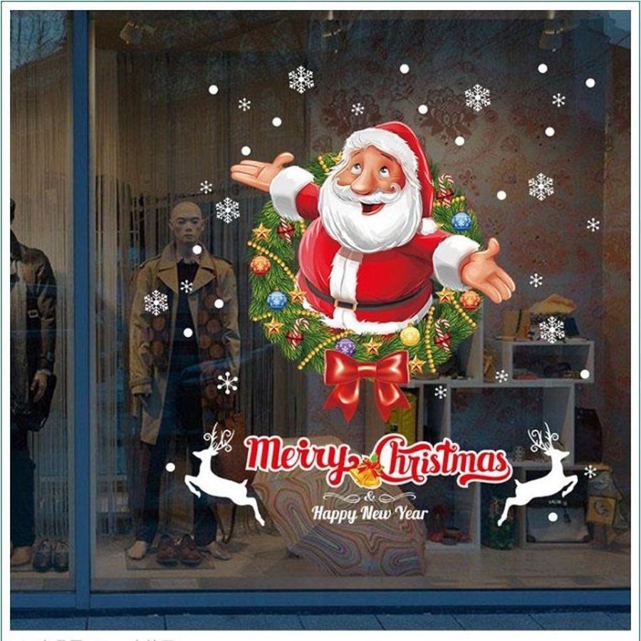 Decal trang trí giáng sinh dán cửa kính hình cây thông ông già noel TUNG HOME DECOR GS2022
