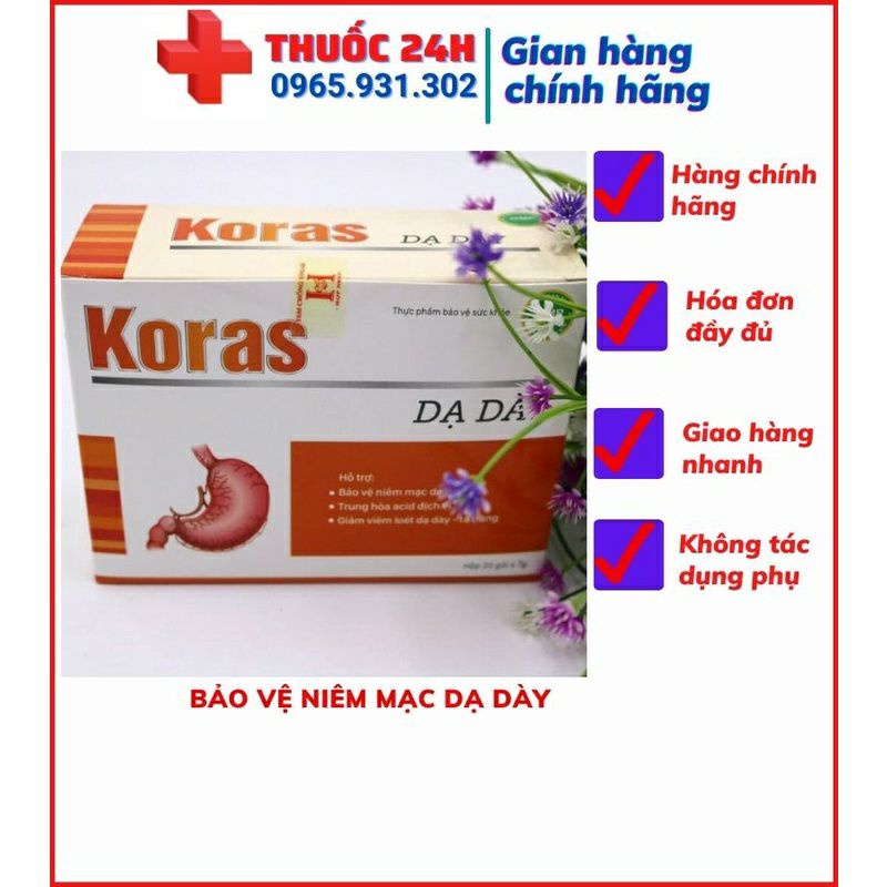 Koras dạ dày, Giảm viêm loét và bảo vệ niêm mạc dạ dày.