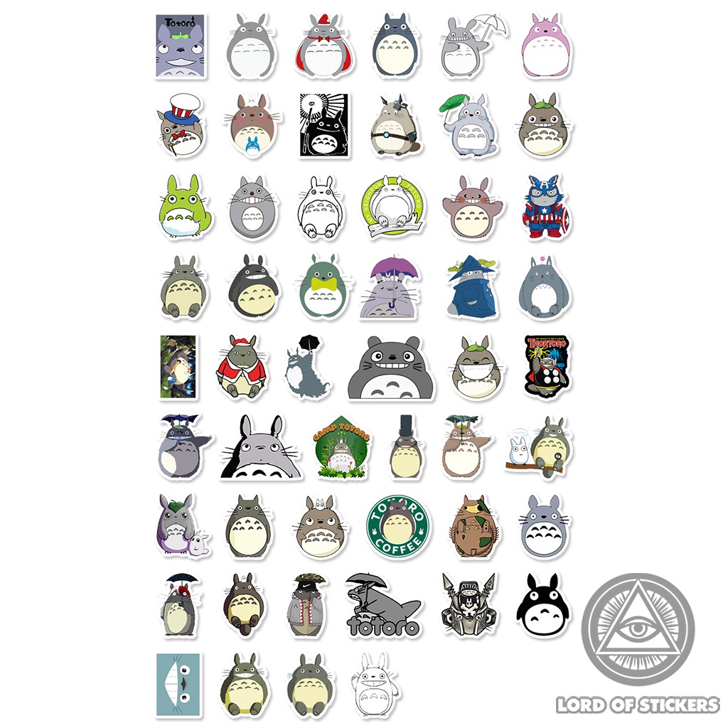 Set 52 Nhãn Dán Hoạt Hình Totoro Sticker Cute Dễ Thương Ghibli Anime Manga Trang Trí Mũ Bảo Hiểm, Điện Thoại, Laptop, Sổ