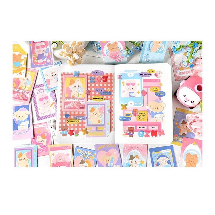 Peach 20Pcs Cute cartoon girl base paper material bag Journal Scrapbook Decor Paper