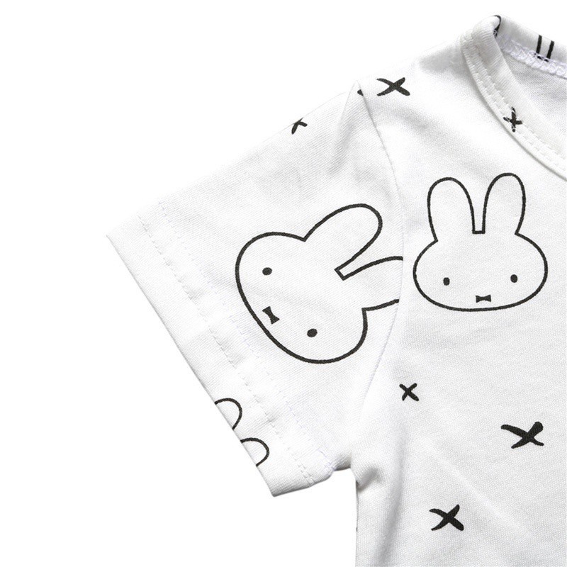 Bộ áo liền quần ngắn tay in họa tiết dễ thương cho bé