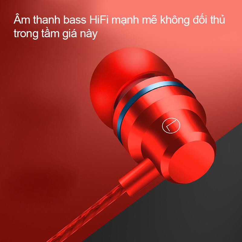 Tai nghe Piston BASS HI-FI kim loại mát lạnh cho điện thoại iPhone - màu iphone đỏ (G80)