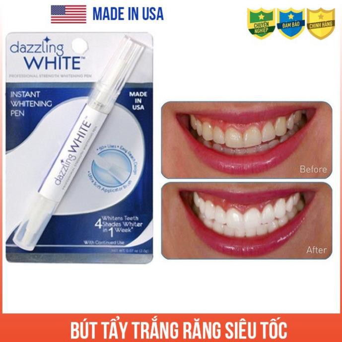 Bút Tẩy trắng răng SIÊU TỐC Dazzling White - Nhập khẩu USA Chính Hãng - Trắng Răng 7 Ngày - Tặng Mặt Nạ Nhau Thai Cừu