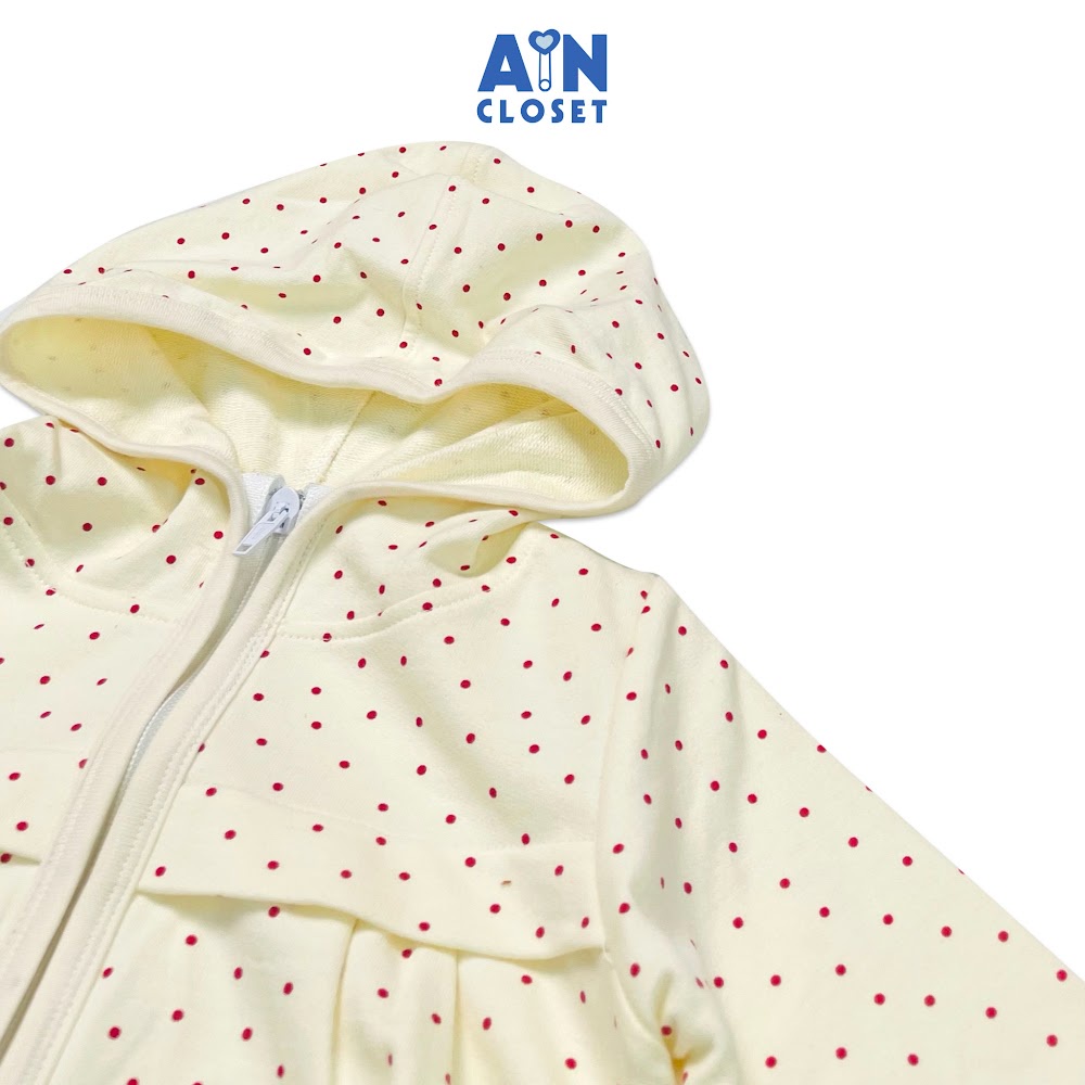 Áo khoác có nón bé gái họa tiết Bi Nhí đỏ nền xem thun da cá - AICDMEKEZFKA - AIN Closet
