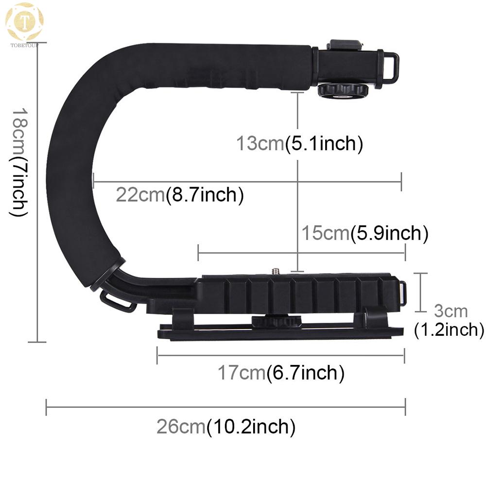 Shipped within 12 hours】 PULUZ U-Shaped Portable Handheld Camera Holder Video Handle DV Bracket C-Shaped Steadicam Stabilizer Kit for All SLR Cameras and Home DV Camera Camera Bracket [TO]