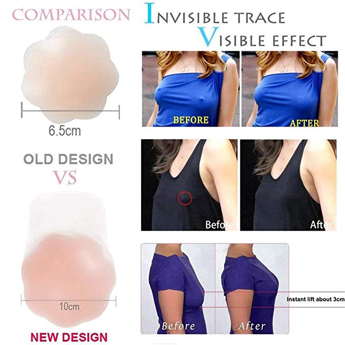 Women Silicone Reusable Breast Lift Nipple Cover Pasties Adhesive Invisible Bra