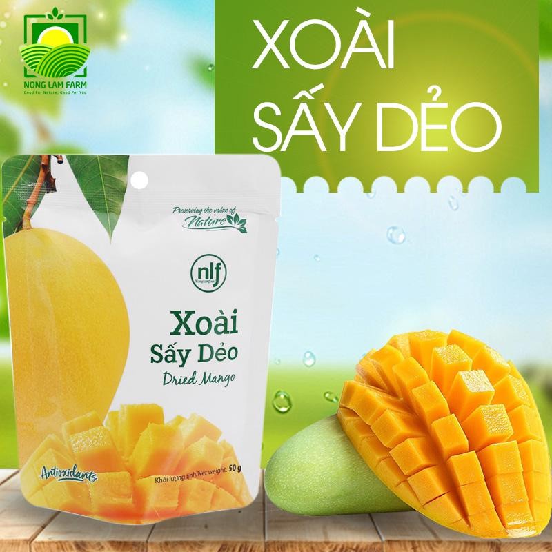 Xoài sấy dẻo 50g trái cây sấy dẻo Nông Lâm Food trái cây sấy ít đường không béo,phù hợp ăn kiêng,eatclean giảm cân