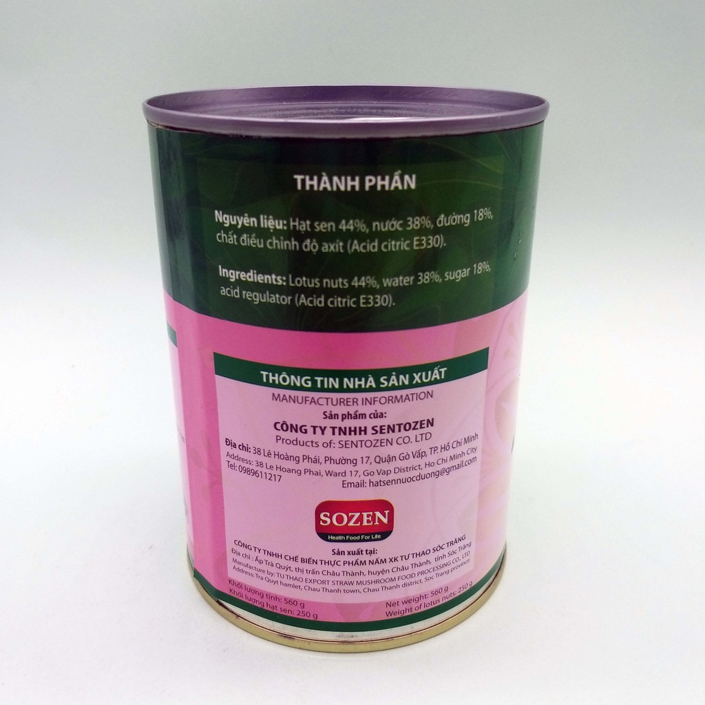 Hạt Sen Nước Đường Thanh Mát Cơ Thể Sozen ( Lon 560g )