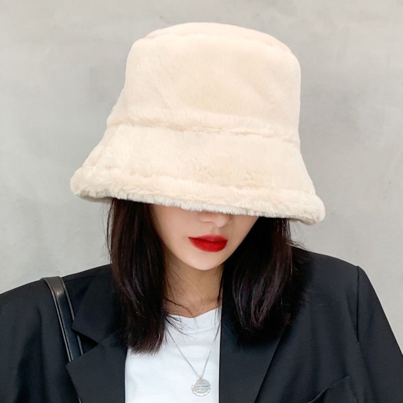 Mũ tai bèo vải nhung lông cừu màu trơn dễ phối đồ phong cách Hàn Quốc retro thời trang thu đông dành cho nữ