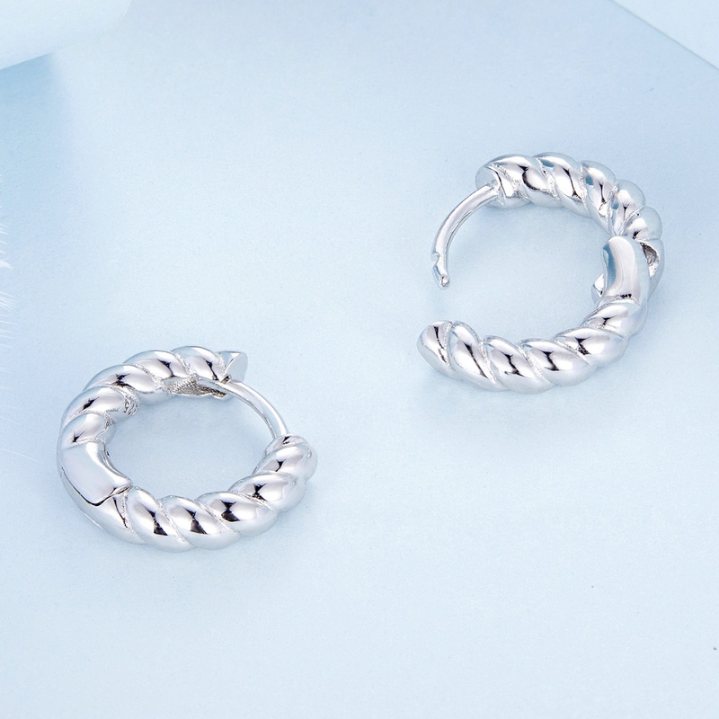 BAMOER Bông Tai Bạc 925 DạNg XoắN ThờI Trang