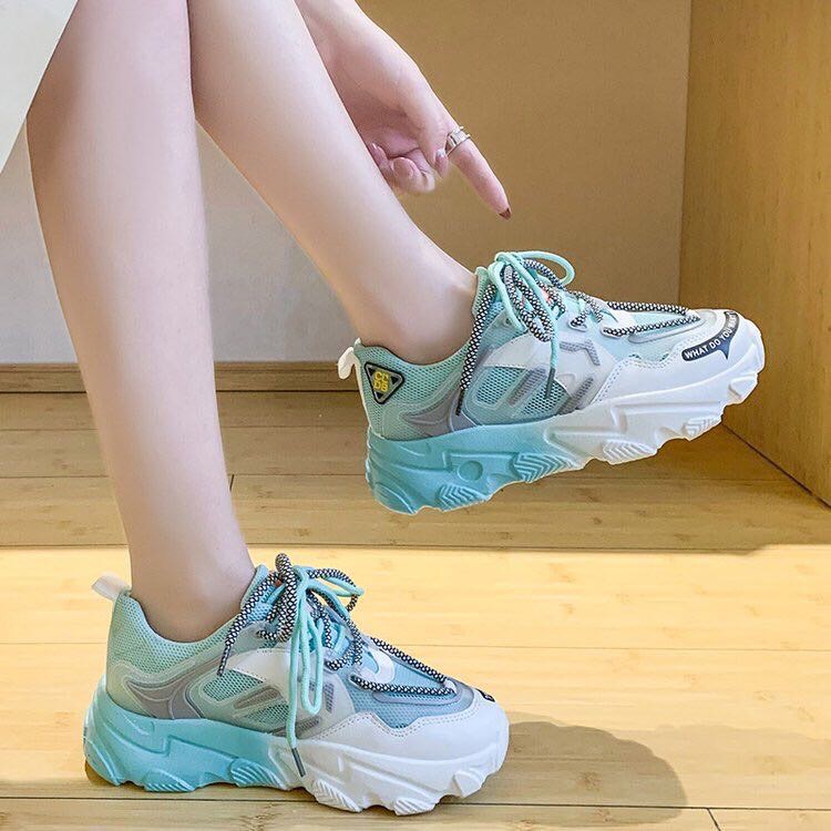 FREE SHIP Giày thể thao nữ Ulzzang đế độn cao 5cm gót sắc màu siêu hot 2020