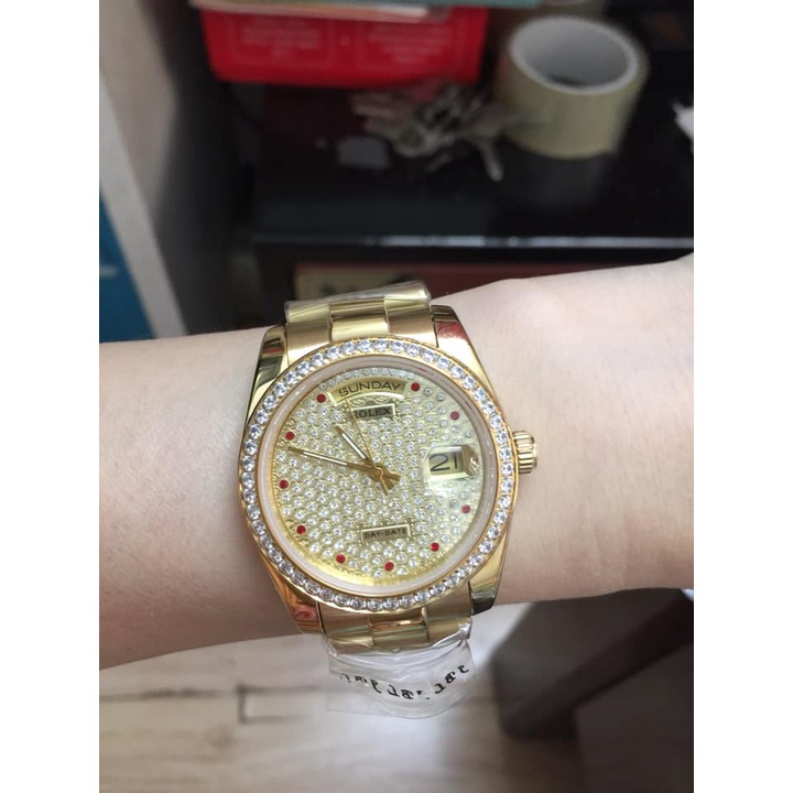 Đồng hồ Nam Rolex máy nhật dòng cơ Automatic day date vành đá mặt đá