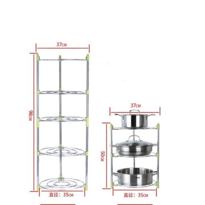 KỆ ĐỂ XOONG NỒI CHẢO 5 TẦNG INOX DÀY DẶN ( tuyển khách sỉ)