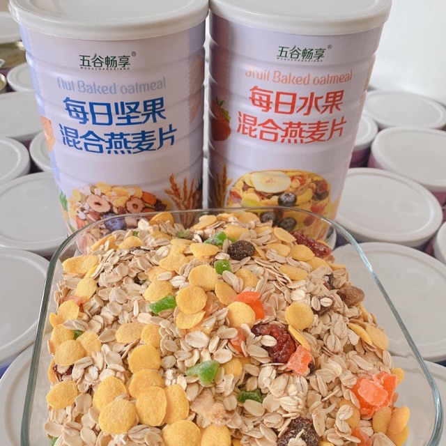 HỘP 500GR NGŨ CỐC TĂNG CÂN, GIẢM CÂN MIX HẠT HOẶC HOA QUẢ SẤY- 2 HỘP TẶNG BÁT THÌA