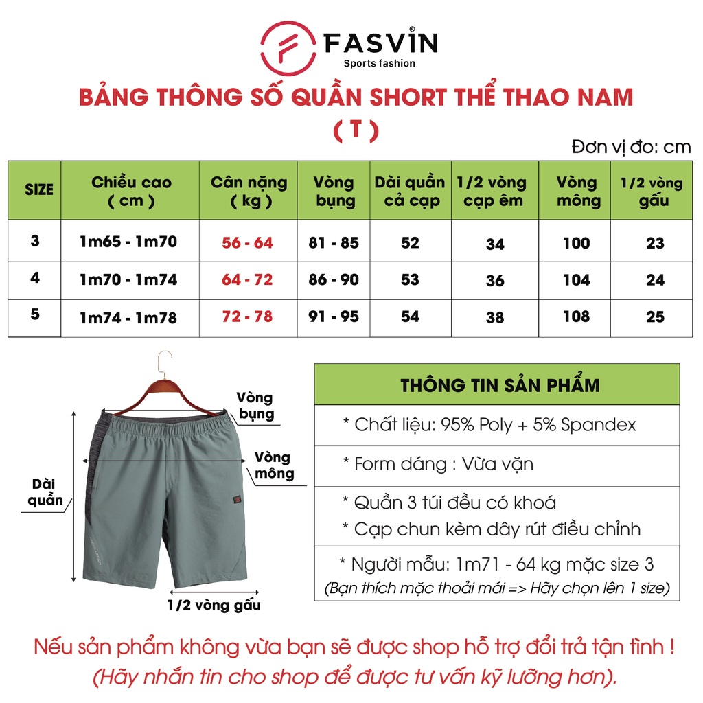 Quần short thể thao nam Fasvin T20815.HN thiết kế mạnh mẽ khoẻ khoắn