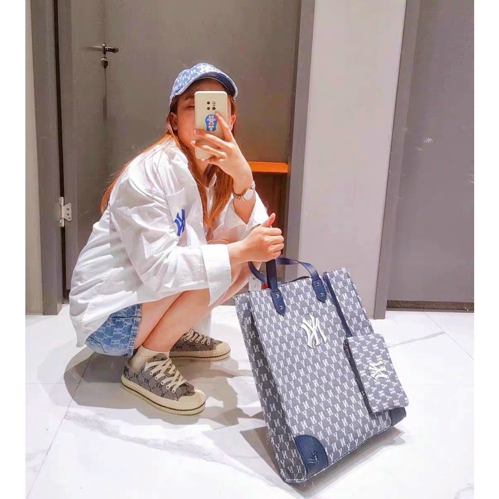 túi tote mlb siêu hot kèm ví nhỏ size 36*38*8cm xanh đen