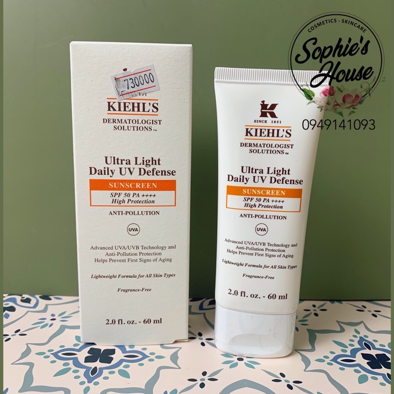 [Mã 252FMCGSALE giảm 8% đơn 500K] KEM CHỐNG NẮNG KIEHLS / KIEHL’S ULTRA LIGHT DAILY UV DEFENSE