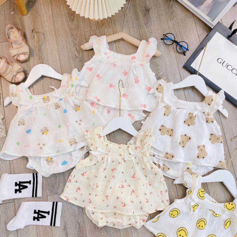 BỘ XÔ CÁNH TIÊN QUẦN BÈO MẶC HÈ CHO BÉ GÁI
