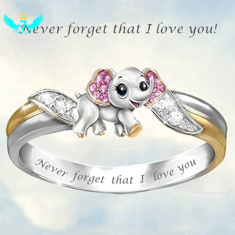 Nhẫn Đeo Tay Kim Loại Tạo Hình Chú Voi Đính Đá Vintage Cho Nữ