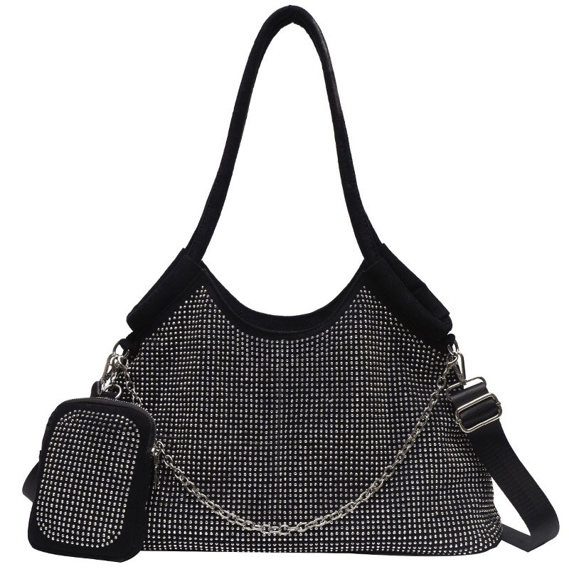 Ielgy Net Túi Xách Đeo Vai Sức Chứa Lớn Đính Kim Cương Toàn Diện Dễ Phối Đồ Cho Nữ
