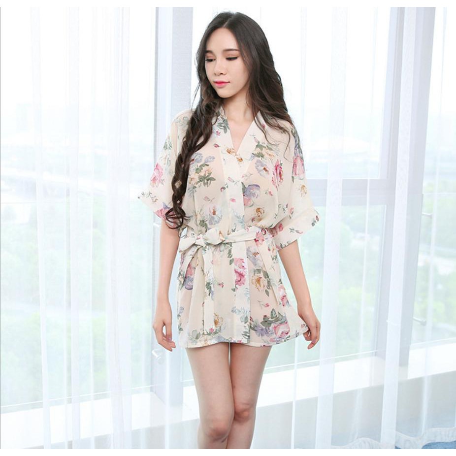 Áo choàng ngủ nữ sexy vải voan cao cấp kèm quần chip, trẻ trung, thoải mái, thoát mát (MS 09007) Anna Shop