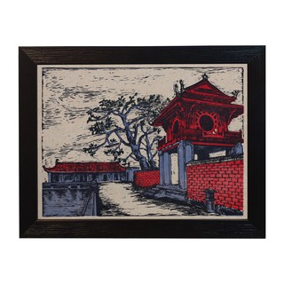 Tranh Giấy Dó Văn Miếu Quốc Từ Giám Hà Nội Bao Gồm Khung - Tranh Khắc Gỗ Thủ Công