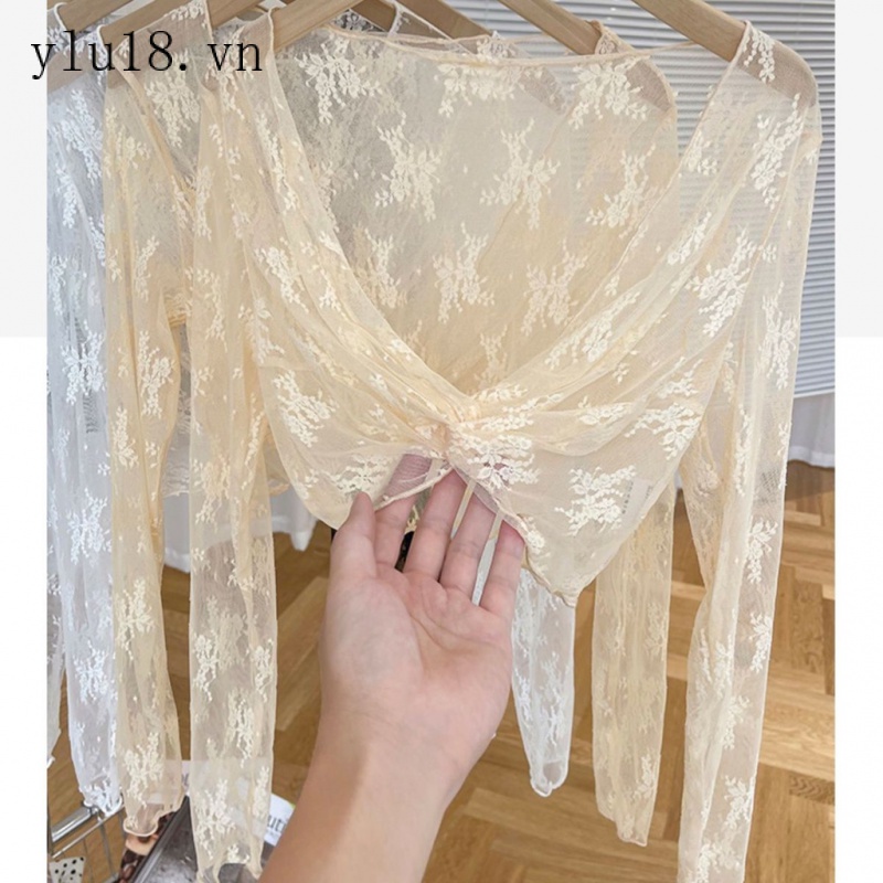 Áo Sơ Mi Lưới Mỏng Dáng Ngắn Thời Trang Mùa Hè Dành Cho Nữ