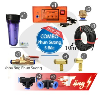 Bộ bơm phun sương, tưới lan 5, 10, 15 béc - máy bơm tăng áp Hawin A70