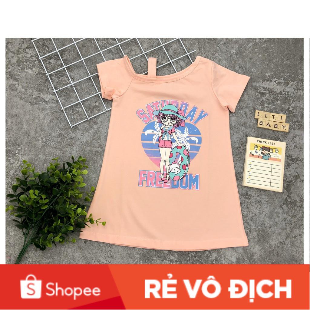 Váy trễ vai hình cô gái cotton 4 chiều, thấm hút mồ hôi cực tốt, size đại 9-14T ( cho bạn khoảng 26 - 40kg)