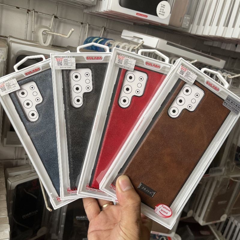 Ốp lưng Sulada da cho Samsung S23 Ultra/ Plus/ S22/ S22 Plus/ S22 Ultra viền dẻo chống sốc cao âpsp