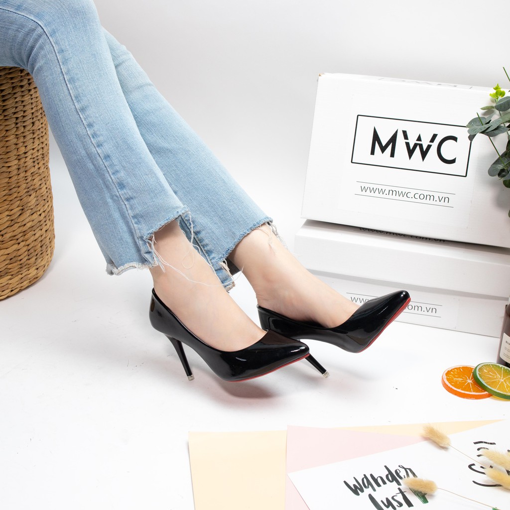Giày Cao Gót MWC Đế Nhọn 7CM Bít Mũi Da Bóng NUCG-3807