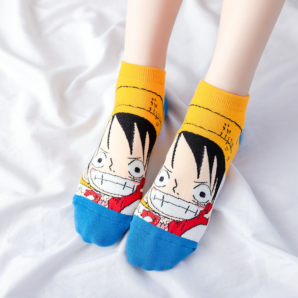 Vớ in họa tiết One Piece đáng yêu bằng cotton mềm mại cho nữ