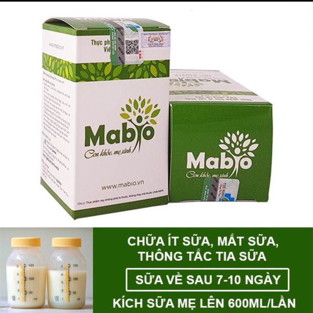 Viên uống lợi sữa Mabio (nâng cao chất lượng và số lượng sữa mẹ, phục hồi sức khoẻ sau sinh,thông tắc tuyến sữa )