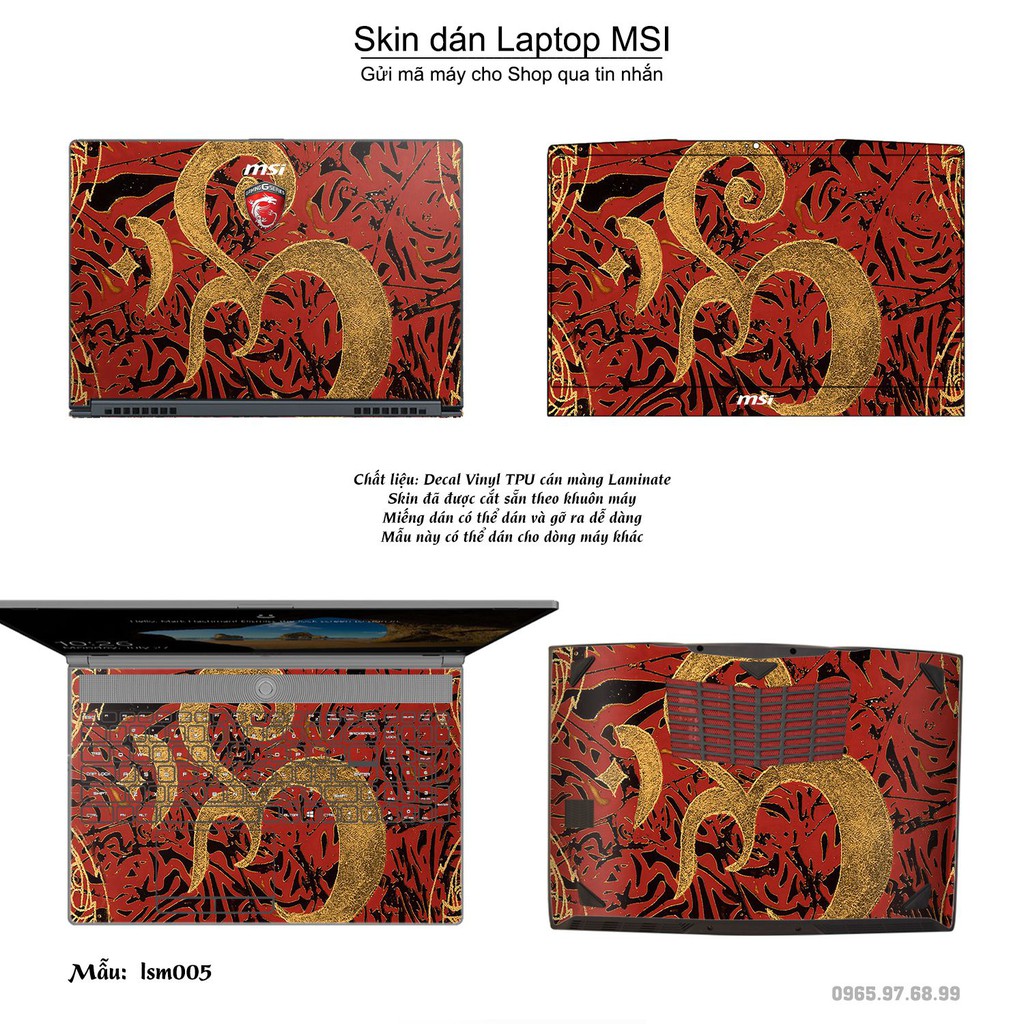 Skin dán Laptop MSI in hình Biểu Tượng Om Vàng - lsm005 (inbox mã máy cho Shop)