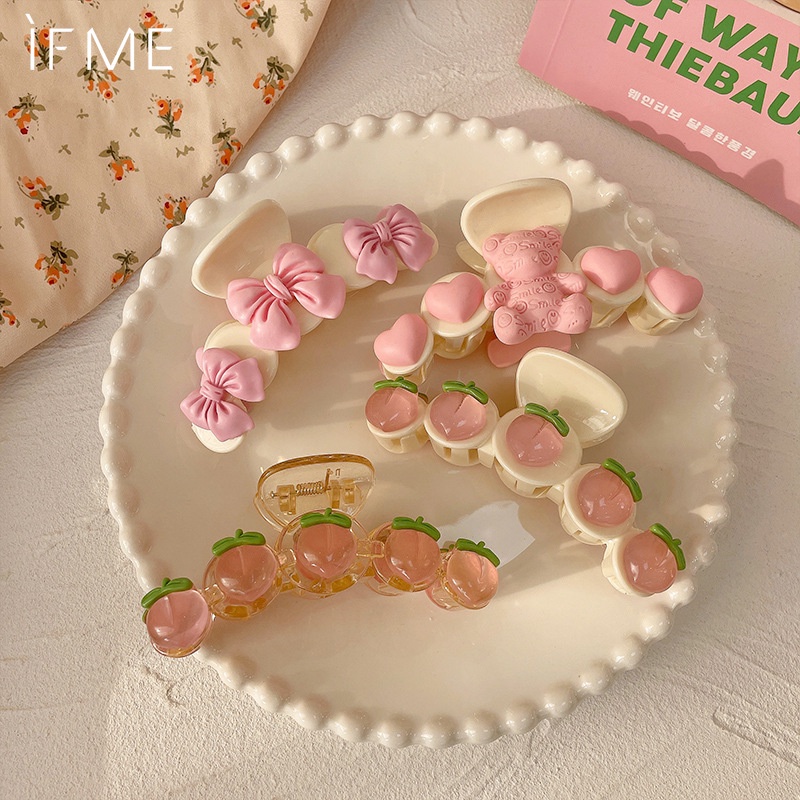 Kẹp tóc IF ME trong suốt đính họa tiết màu hồng xinh xắn