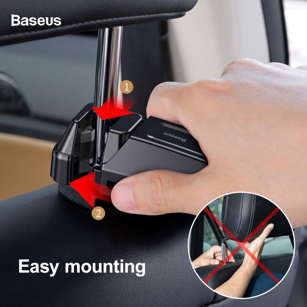 Bộ đế giữ điện thoại gắn lưng ghế trước dùng trên xe hơi - Baseus Backseat Vehicle Phone Holder Hook | BigBuy360 - bigbuy360.vn