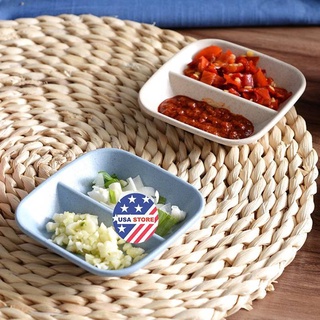 Đĩa Khay Đựng Gia Vị 1 Ngăn/2 Ngăn - Chén Bát Nhỏ Đựng Nước Mắm Chấm Đồ Ăn Lúa Mạch (Chọn Kiểu Dáng)