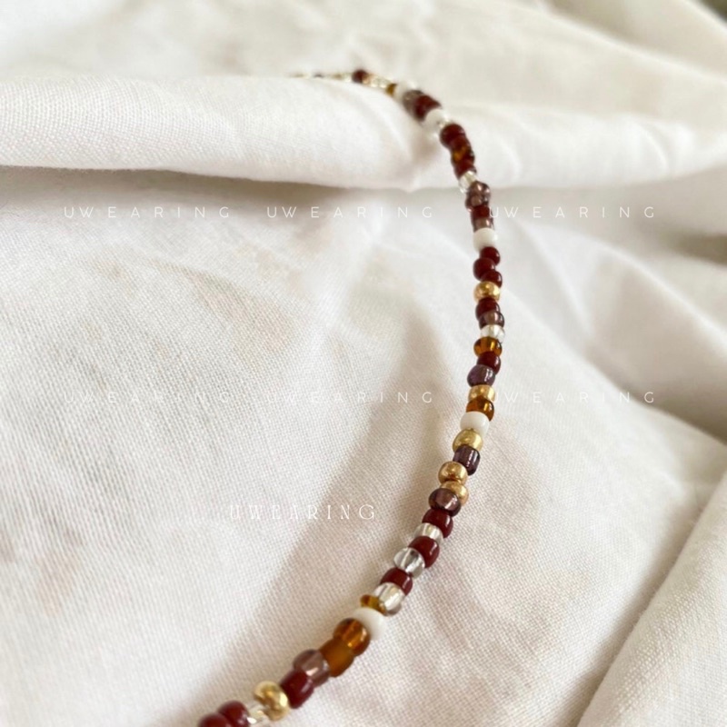 Vòng cổ hạt cườm UW brownie collection phong cách vintage