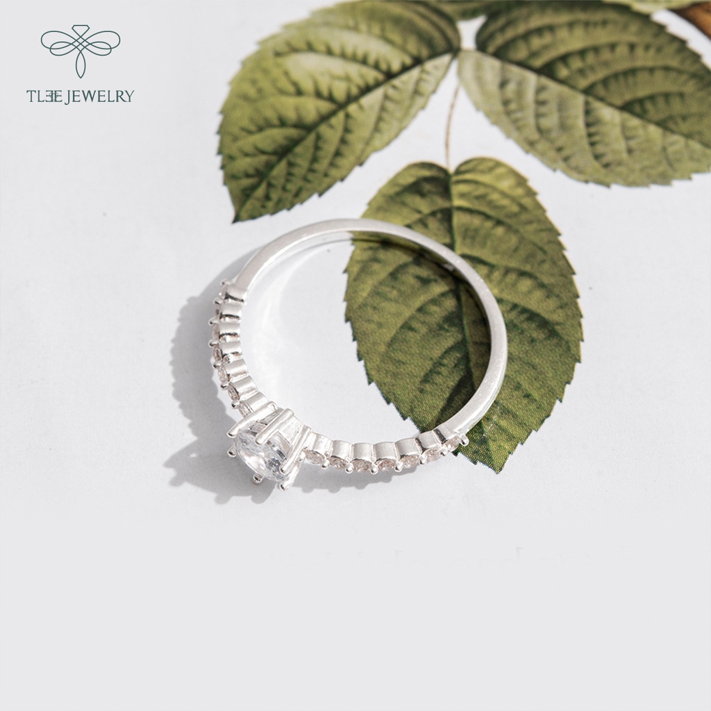 Nhẫn bạc nữ TLEE ổ tròn 6 chấu phối viền 14 viên đá sang trọng NCJ A0193