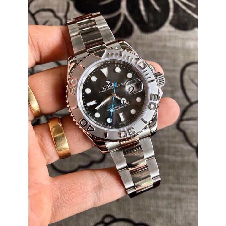 Đồng hồ Nam Rolex cơ automatic Oyster Yacht Master cổ điển mạnh mẽ nam tính dây kim loai 40mm màu ghi xám