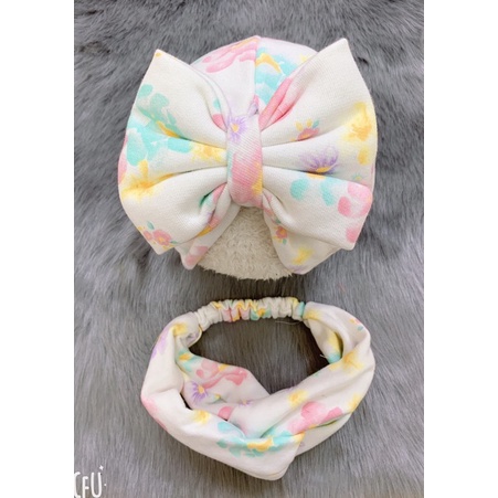 Set turban nơ cho mẹ và bé