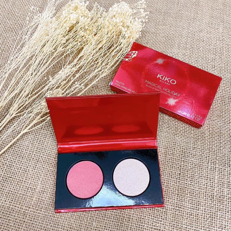 Bảng phấn má và phấn bắt sáng KIKO Magical Holiday Blush &amp; Highlighter Palette 02 Stardurt - Hàng Pháp Đủ Bill